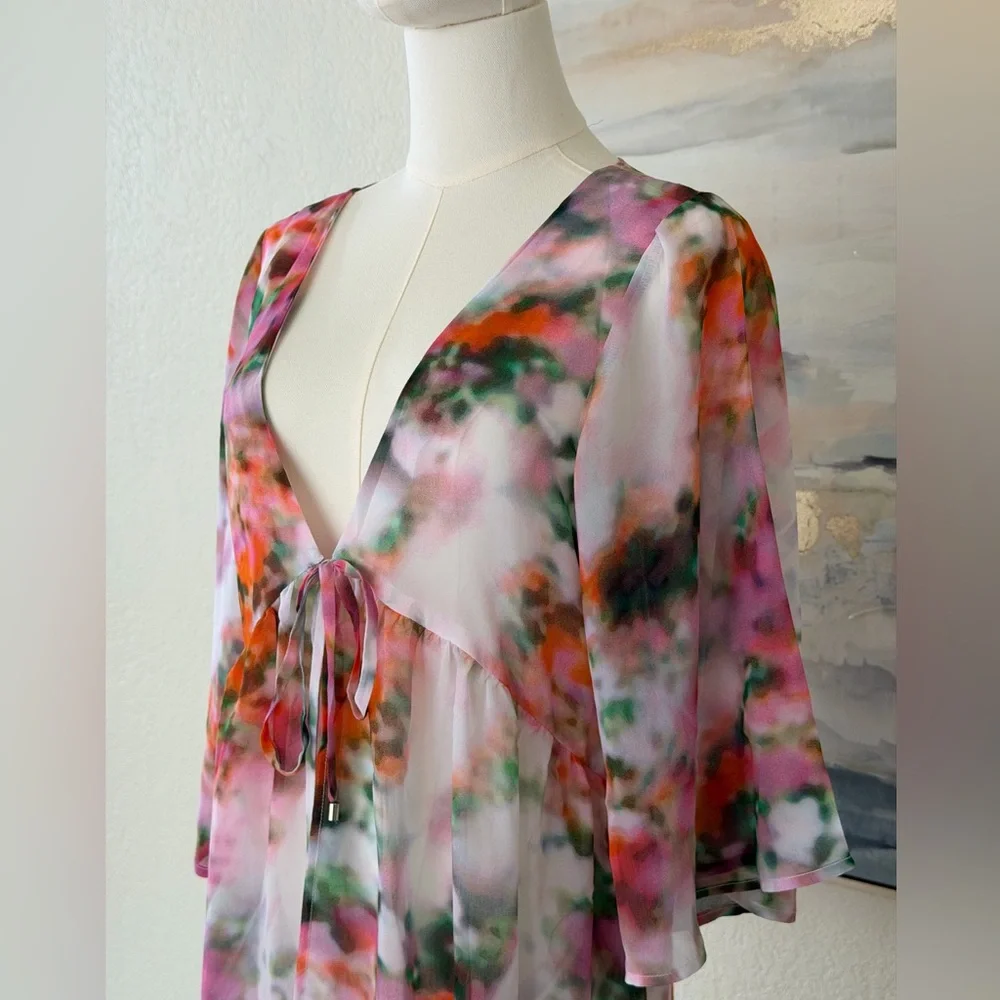 Like Mynded Elegant Floral Watercolor Swim Coverup - Picture 5 of 16
